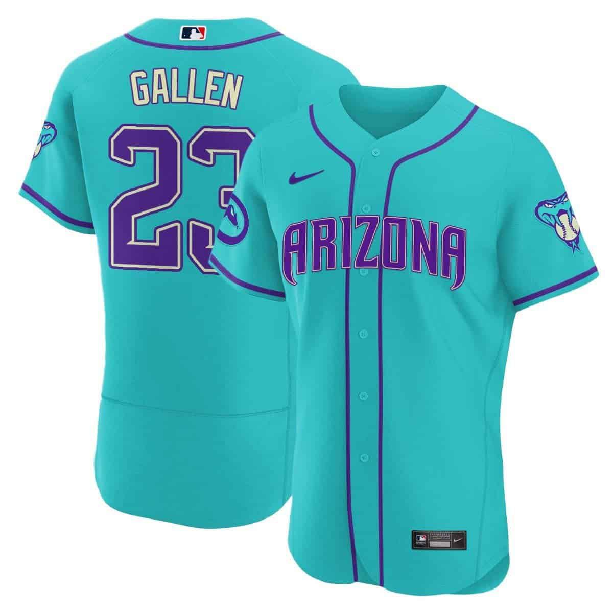 Men Arizona Diamondback #23 Gallen Light Blue Nike 2024 Teal Purple MLB Jersey style 1->arizona diamondback->MLB Jersey